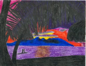 Tahitian inspired drawing created by J Hanna.