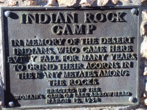 A sign dedicated to the Indian Rock camp by the Lake Arrowhead Woman's Club.