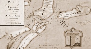 This is a map drawn by Lafon in 1813 of Grande Terre, showing a proposed military battery which was never built.